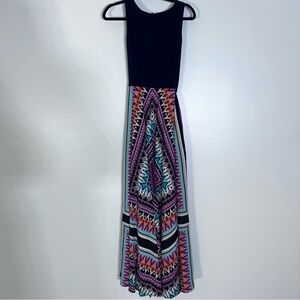 Eliza J Black and Vibrant Patterned Maxi Dress